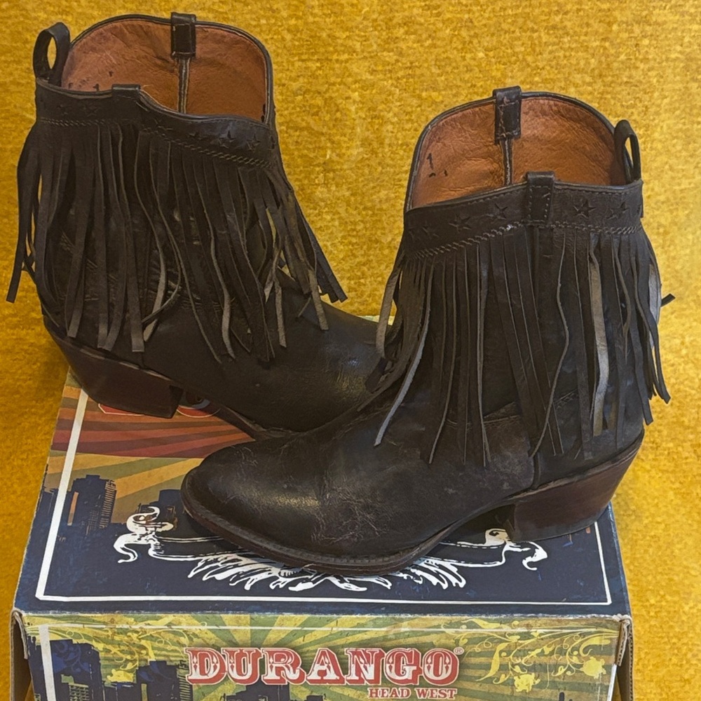 Durango Black Fringe Ankle Booties